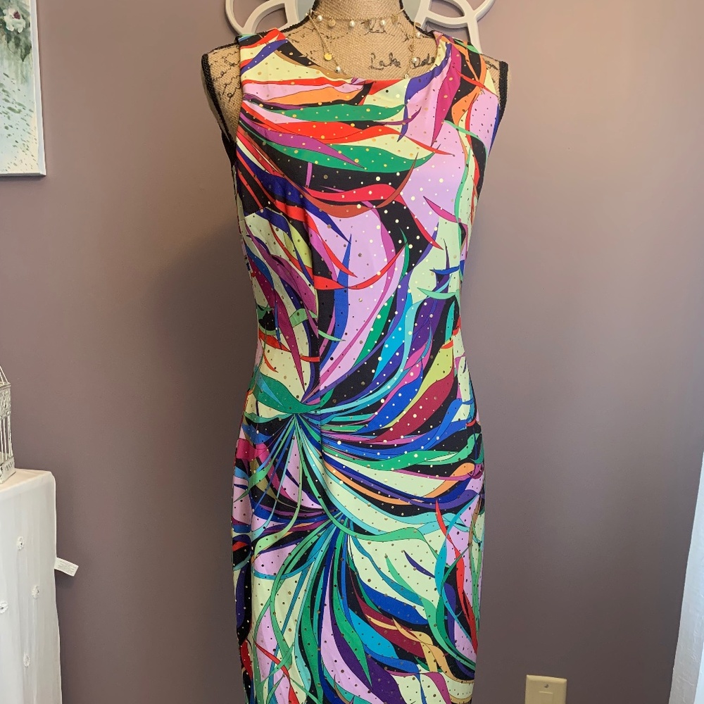 Joseph Ribkoff Multicolor Sheath Dress NWT Sz 8